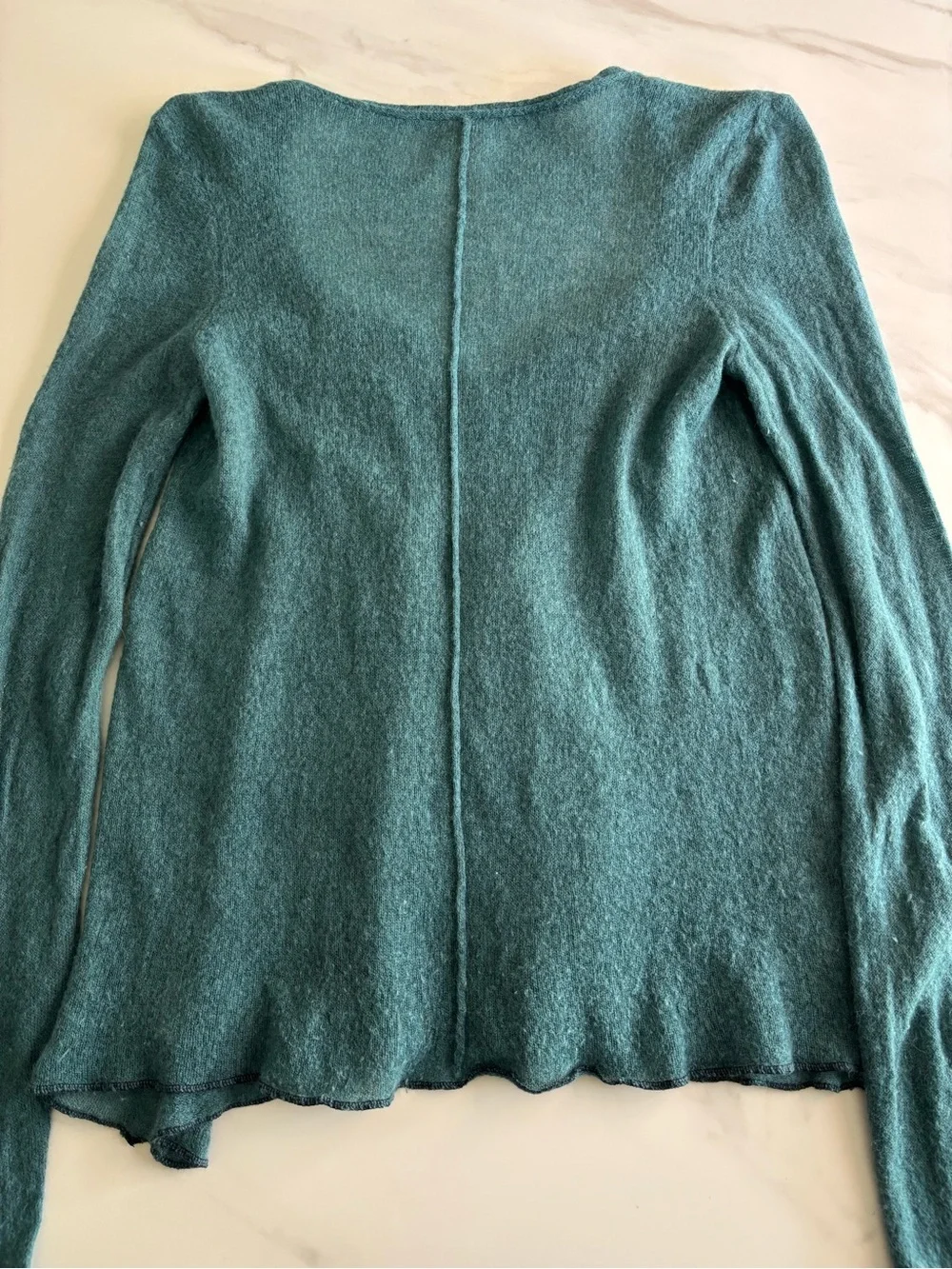 Free People Teal Fuzzy Knit Top Wool & angora blend sz M